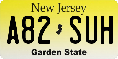 NJ license plate A82SUH