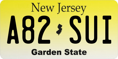 NJ license plate A82SUI