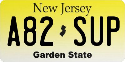 NJ license plate A82SUP