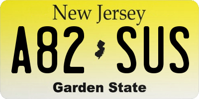NJ license plate A82SUS