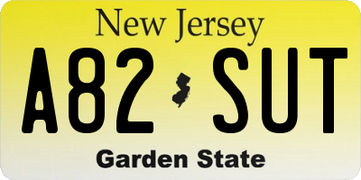 NJ license plate A82SUT