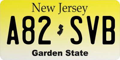 NJ license plate A82SVB
