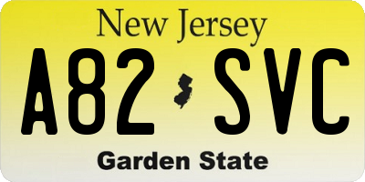 NJ license plate A82SVC