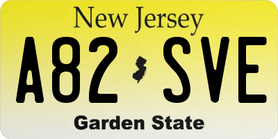 NJ license plate A82SVE
