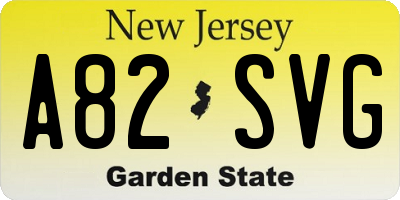 NJ license plate A82SVG