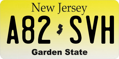 NJ license plate A82SVH