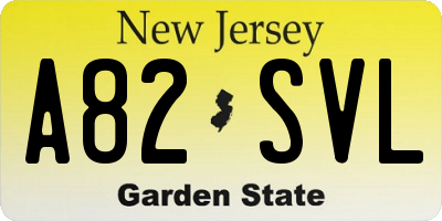 NJ license plate A82SVL