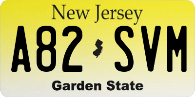 NJ license plate A82SVM