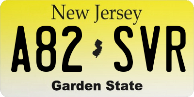 NJ license plate A82SVR