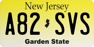 NJ license plate A82SVS
