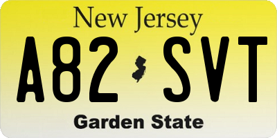 NJ license plate A82SVT