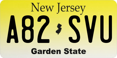 NJ license plate A82SVU