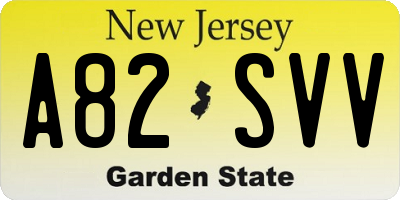 NJ license plate A82SVV