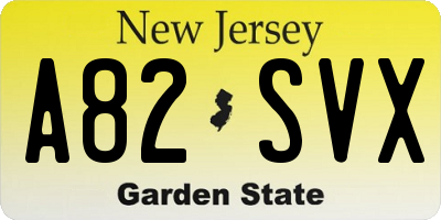 NJ license plate A82SVX