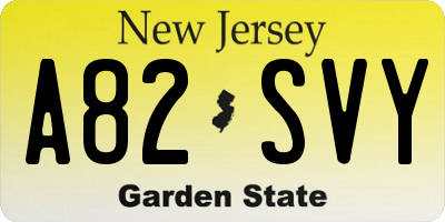 NJ license plate A82SVY