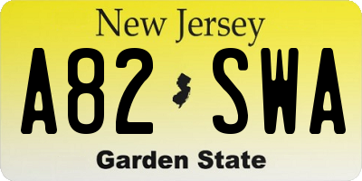 NJ license plate A82SWA