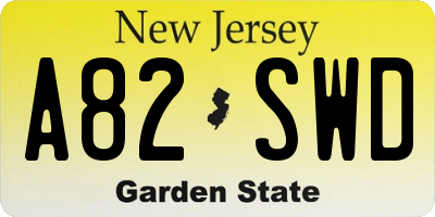 NJ license plate A82SWD