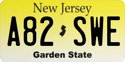 NJ license plate A82SWE
