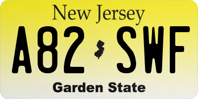 NJ license plate A82SWF