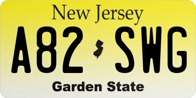 NJ license plate A82SWG