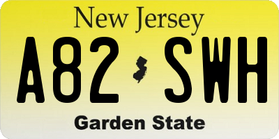 NJ license plate A82SWH