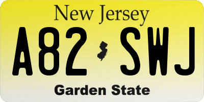 NJ license plate A82SWJ