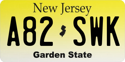 NJ license plate A82SWK
