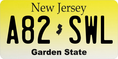 NJ license plate A82SWL