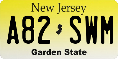 NJ license plate A82SWM