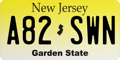 NJ license plate A82SWN