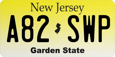 NJ license plate A82SWP
