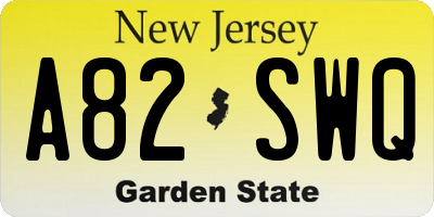 NJ license plate A82SWQ