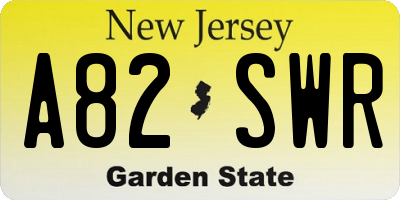 NJ license plate A82SWR