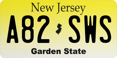 NJ license plate A82SWS