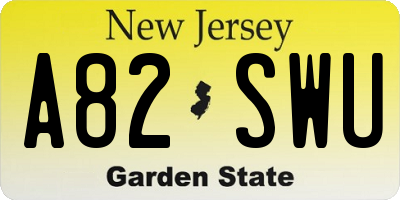 NJ license plate A82SWU