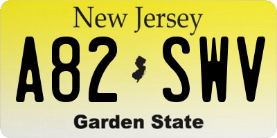 NJ license plate A82SWV