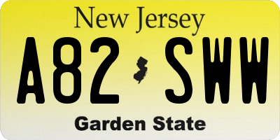 NJ license plate A82SWW