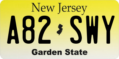 NJ license plate A82SWY