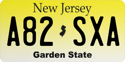 NJ license plate A82SXA
