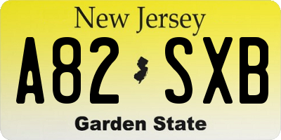 NJ license plate A82SXB