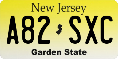 NJ license plate A82SXC