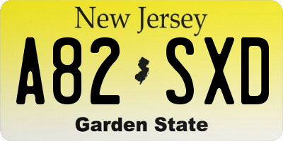 NJ license plate A82SXD