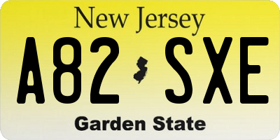 NJ license plate A82SXE