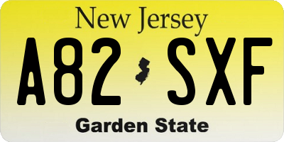 NJ license plate A82SXF