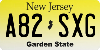 NJ license plate A82SXG