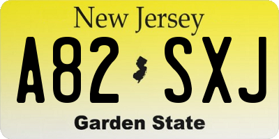 NJ license plate A82SXJ