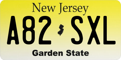 NJ license plate A82SXL