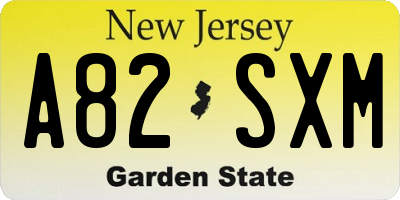 NJ license plate A82SXM