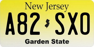 NJ license plate A82SXO