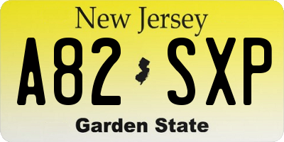 NJ license plate A82SXP